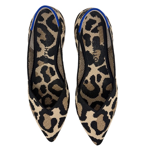 Rothy's Shoes - Rothys The Point Leopard Print Knit Pointed Toe Flats Brown Black Tan Womens 7.5